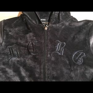 BCBGmaxazria Black Velour Hoody Jacket Petite